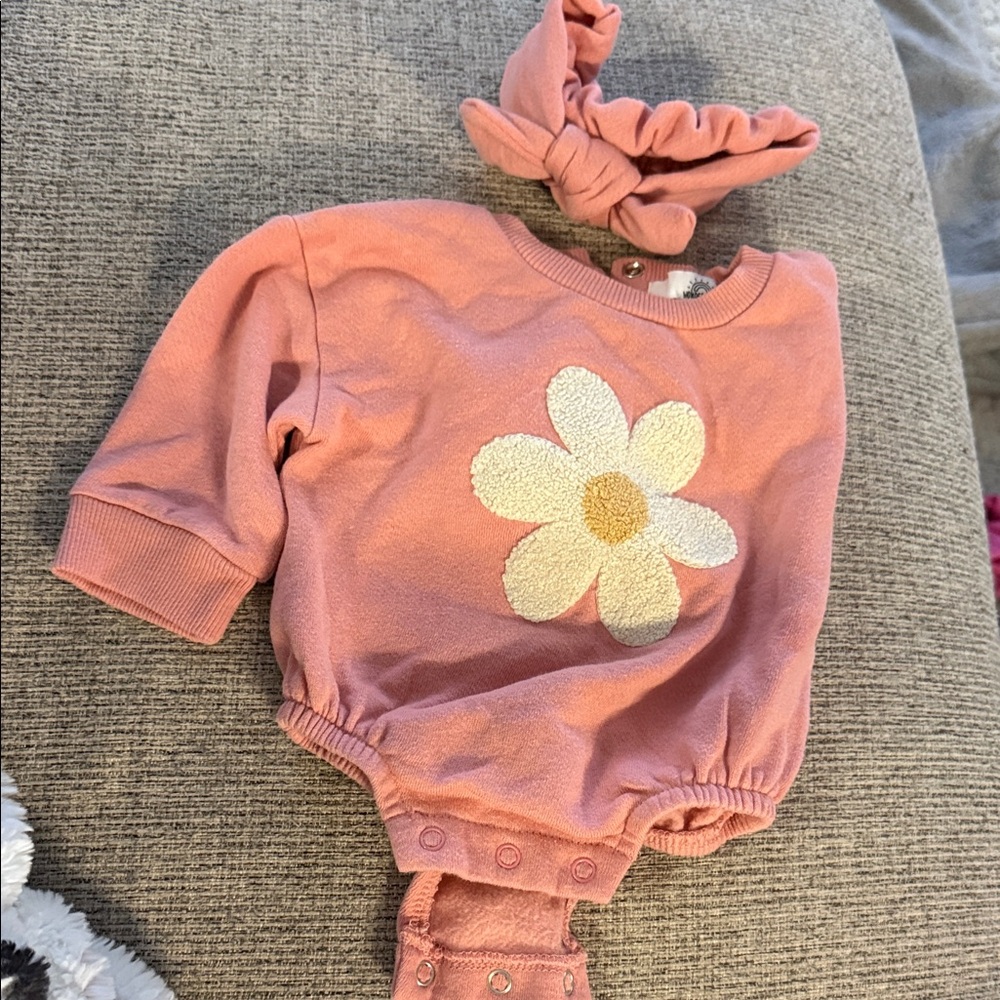 Pink Baby Onesie with Flower Design